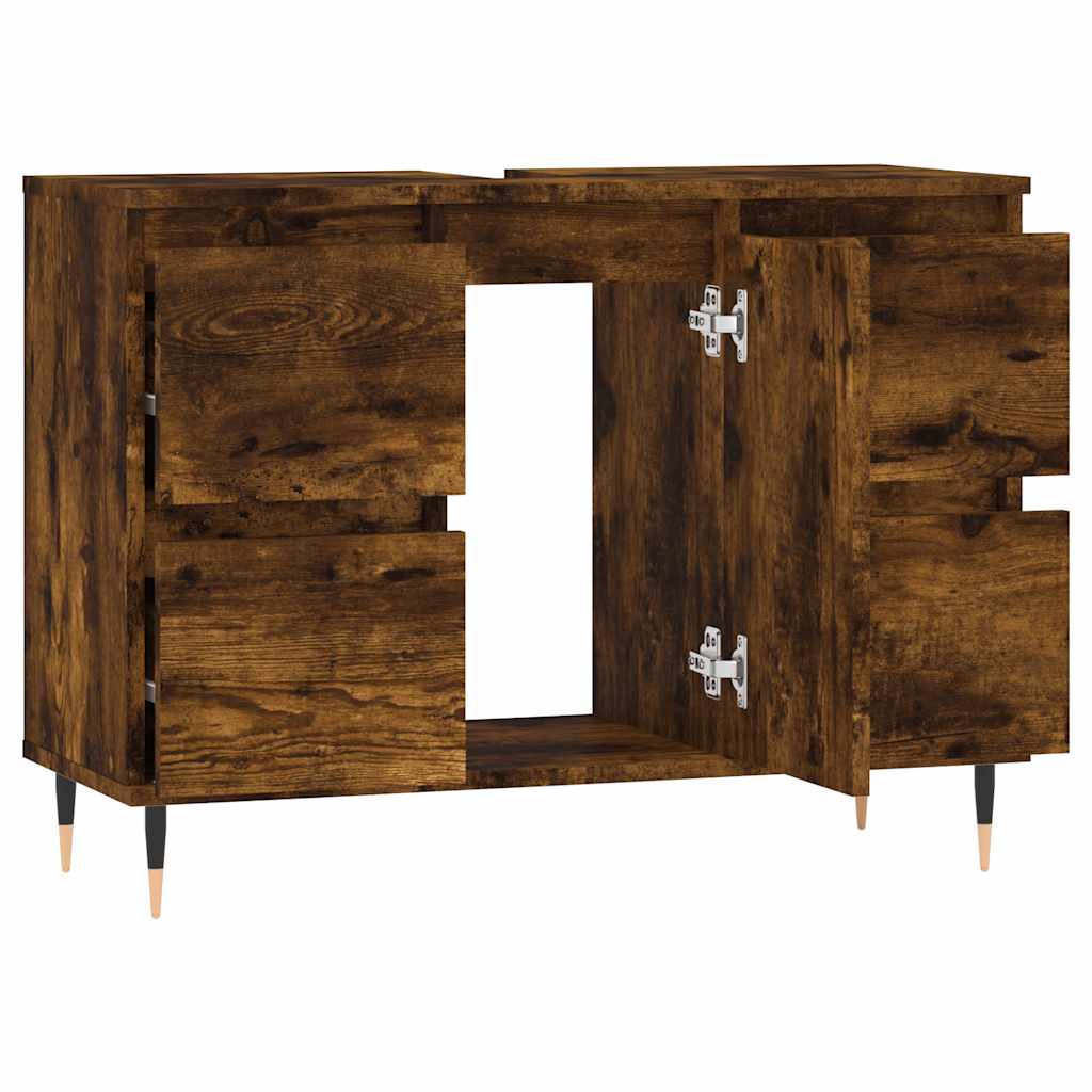 vidaXL Bathroom Cabinet Smoked Oak 80x33x60 cm Engineered Wood