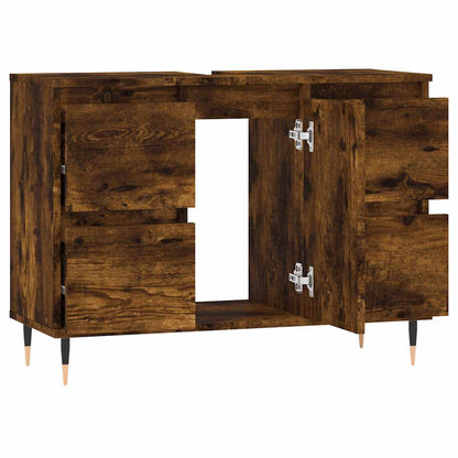 vidaXL Bathroom Cabinet Smoked Oak 80x33x60 cm Engineered Wood