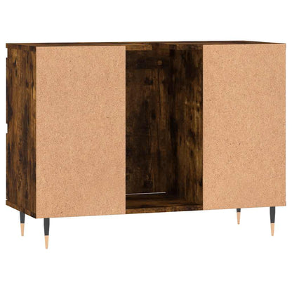 vidaXL Bathroom Cabinet Smoked Oak 80x33x60 cm Engineered Wood