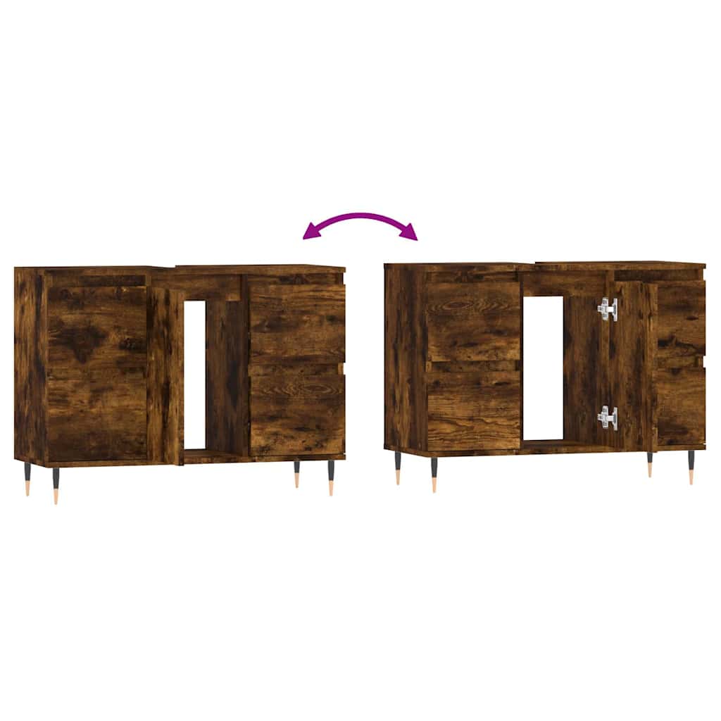 vidaXL Bathroom Cabinet Smoked Oak 80x33x60 cm Engineered Wood