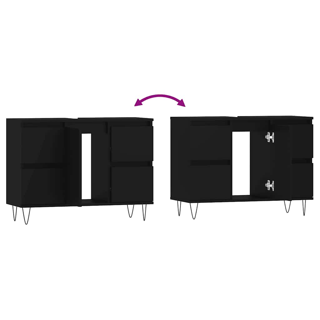 vidaXL Bathroom Cabinet Black 80x33x60 cm Engineered Wood