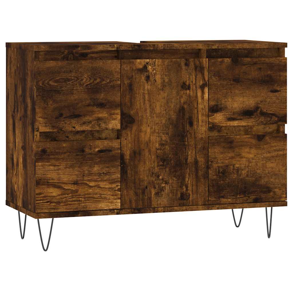 vidaXL Bathroom Cabinet Smoked Oak 80x33x60 cm Engineered Wood