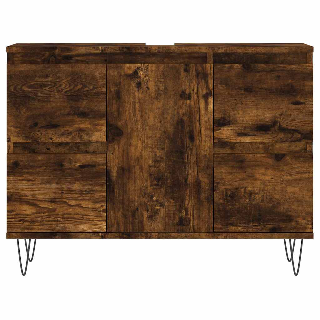 vidaXL Bathroom Cabinet Smoked Oak 80x33x60 cm Engineered Wood