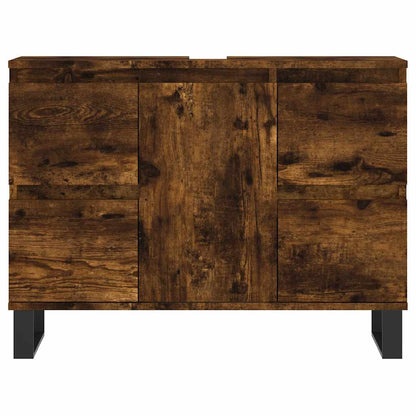 vidaXL Bathroom Cabinet Smoked Oak 80x33x60 cm Engineered Wood