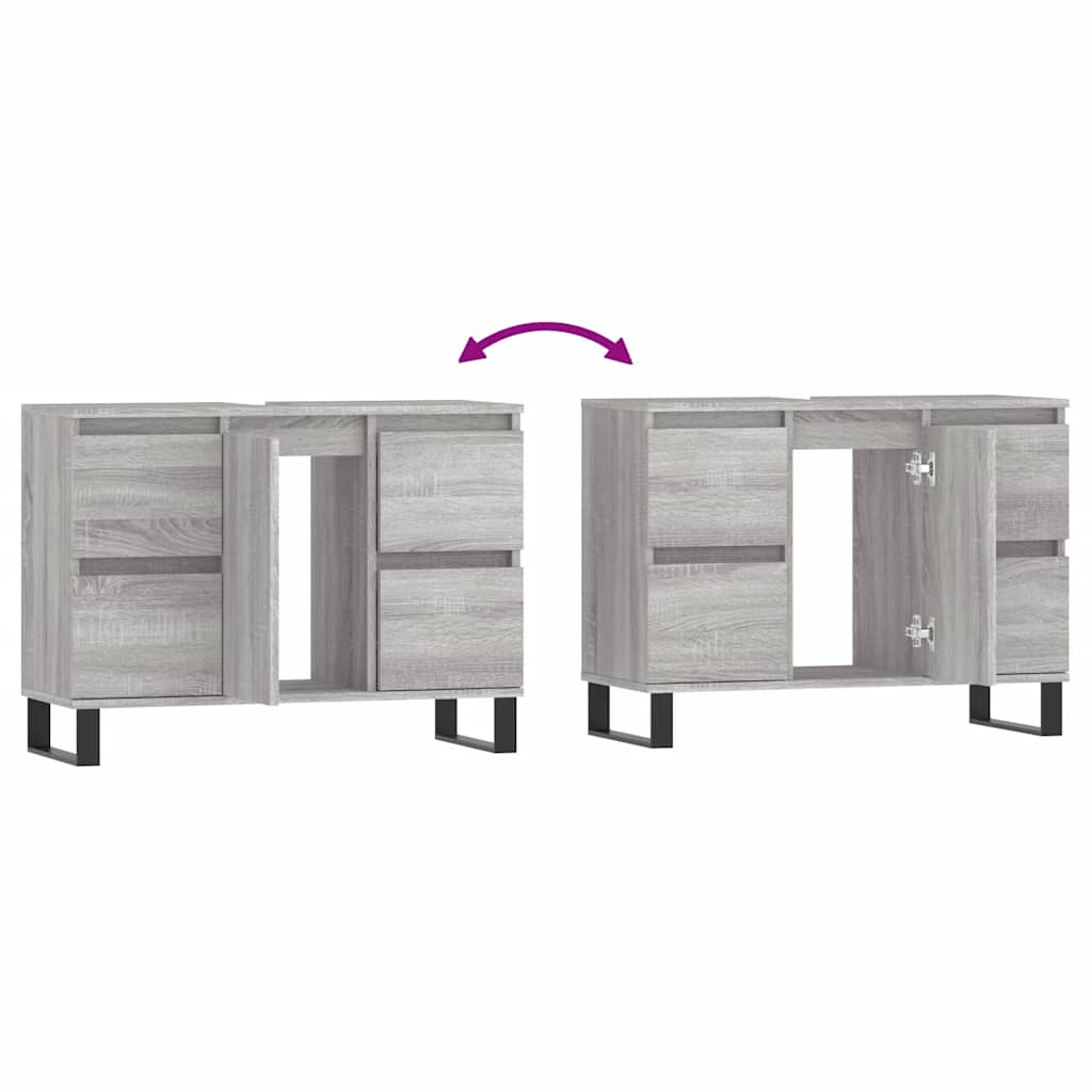 vidaXL Bathroom Cabinet Grey Sonoma 80x33x60 cm Engineered Wood