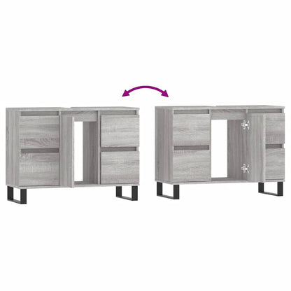 vidaXL Bathroom Cabinet Grey Sonoma 80x33x60 cm Engineered Wood