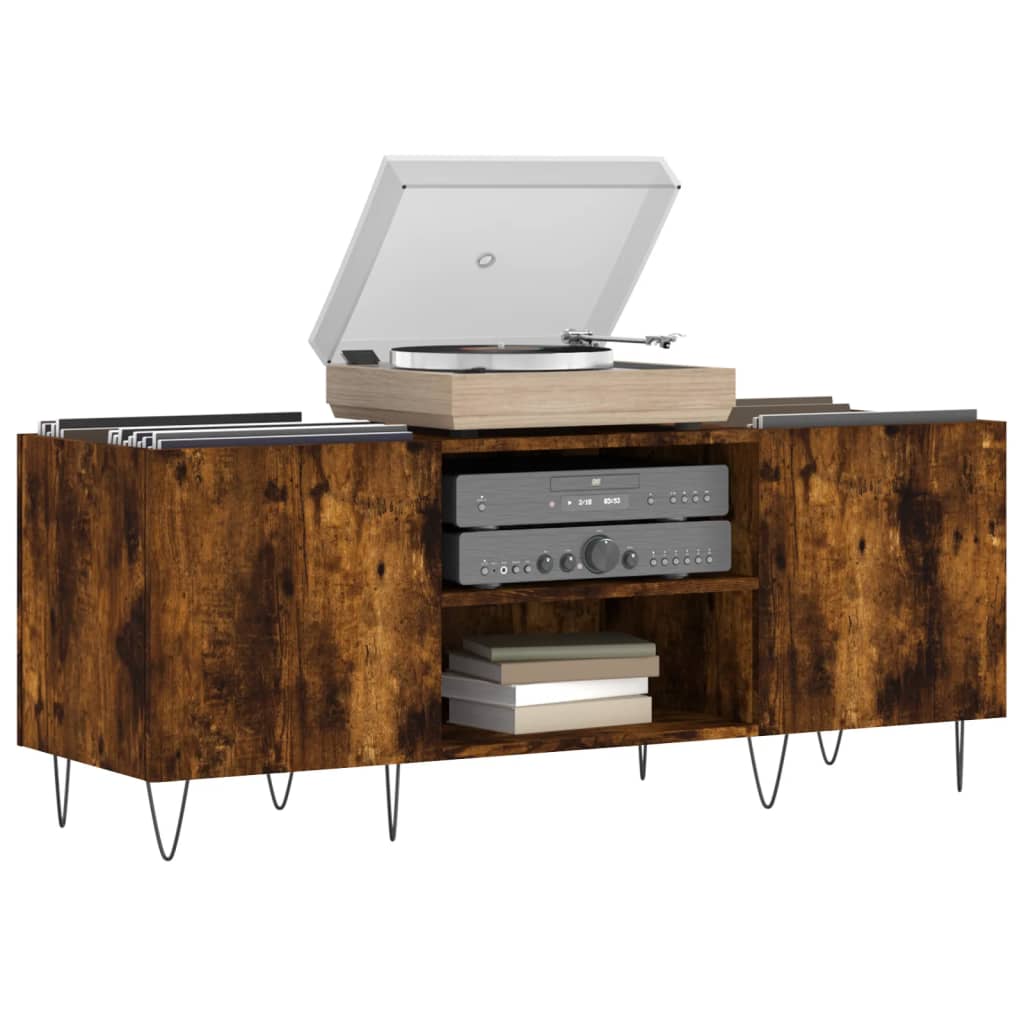 vidaXL Record Cabinet Smoked Oak 121x38x48 cm Engineered Wood