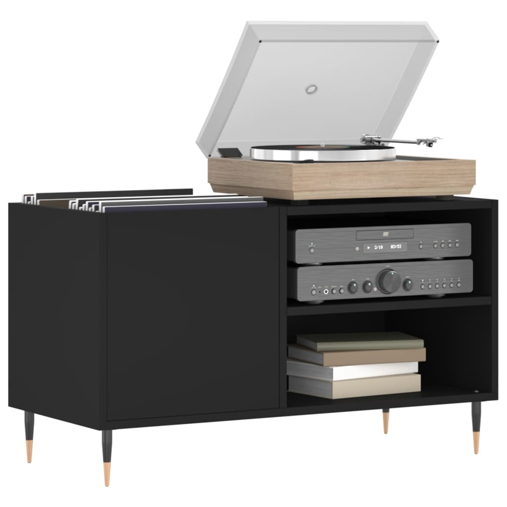 vidaXL Record Cabinet | Black | Engineered wood, iron | Medium | Record Cabinet