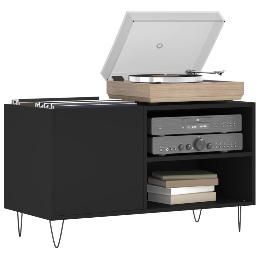 vidaXL Record Cabinet | Black | Engineered wood, iron | Medium | Record Cabinet