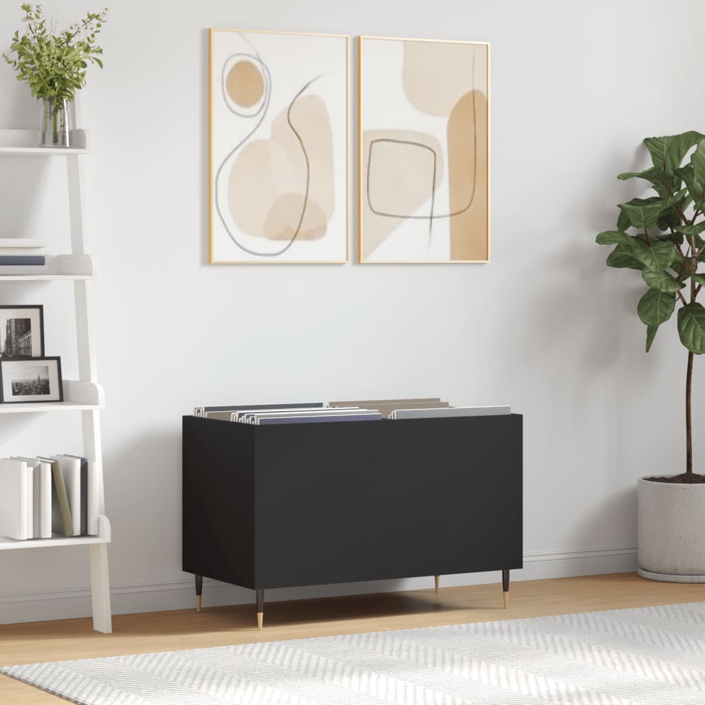 vidaXL Record Cabinet Black 74.5x38x48 cm Engineered Wood