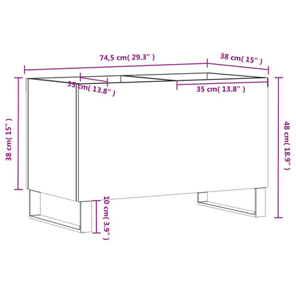 vidaXL Record Cabinet High Gloss White 74.5x38x48 cm Engineered Wood
