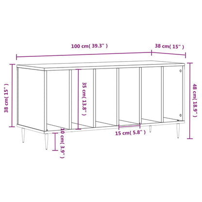 vidaXL Record Cabinet White 100x38x48 cm Engineered Wood