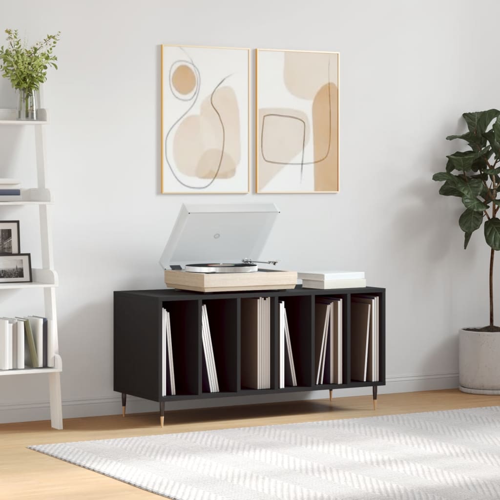 vidaXL Record Cabinet | Black | Engineered wood | 100x38x48 cm