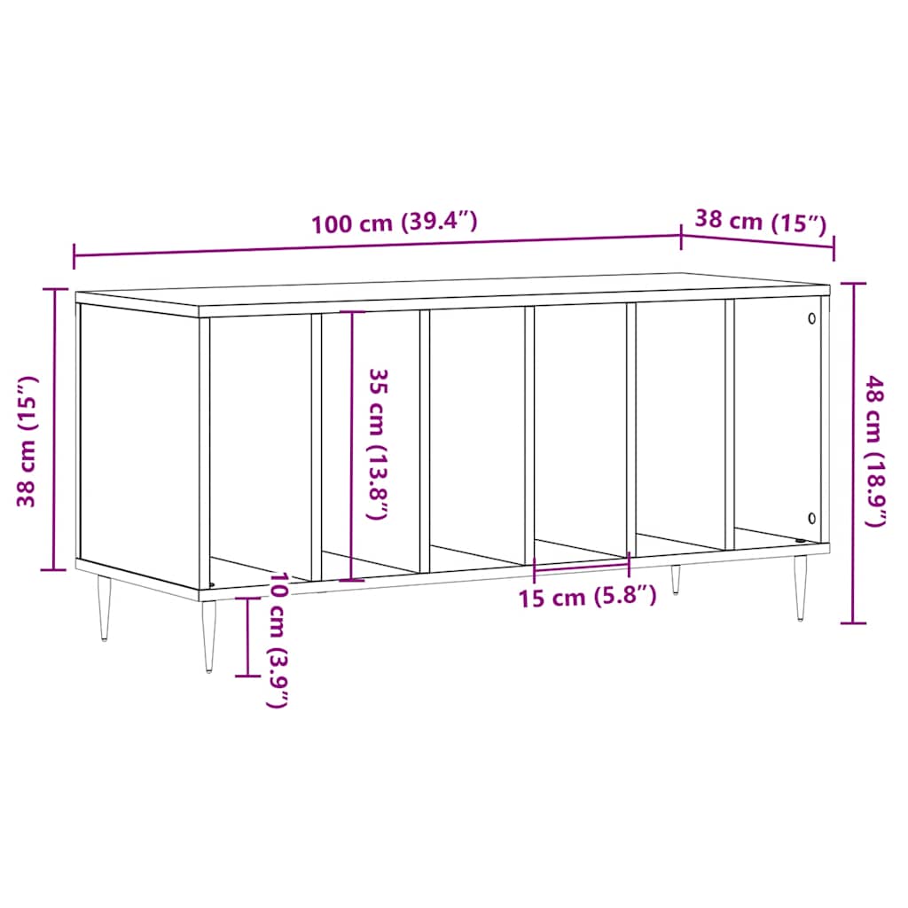vidaXL Record Cabinet Sonoma Oak 100x38x48 cm Engineered Wood