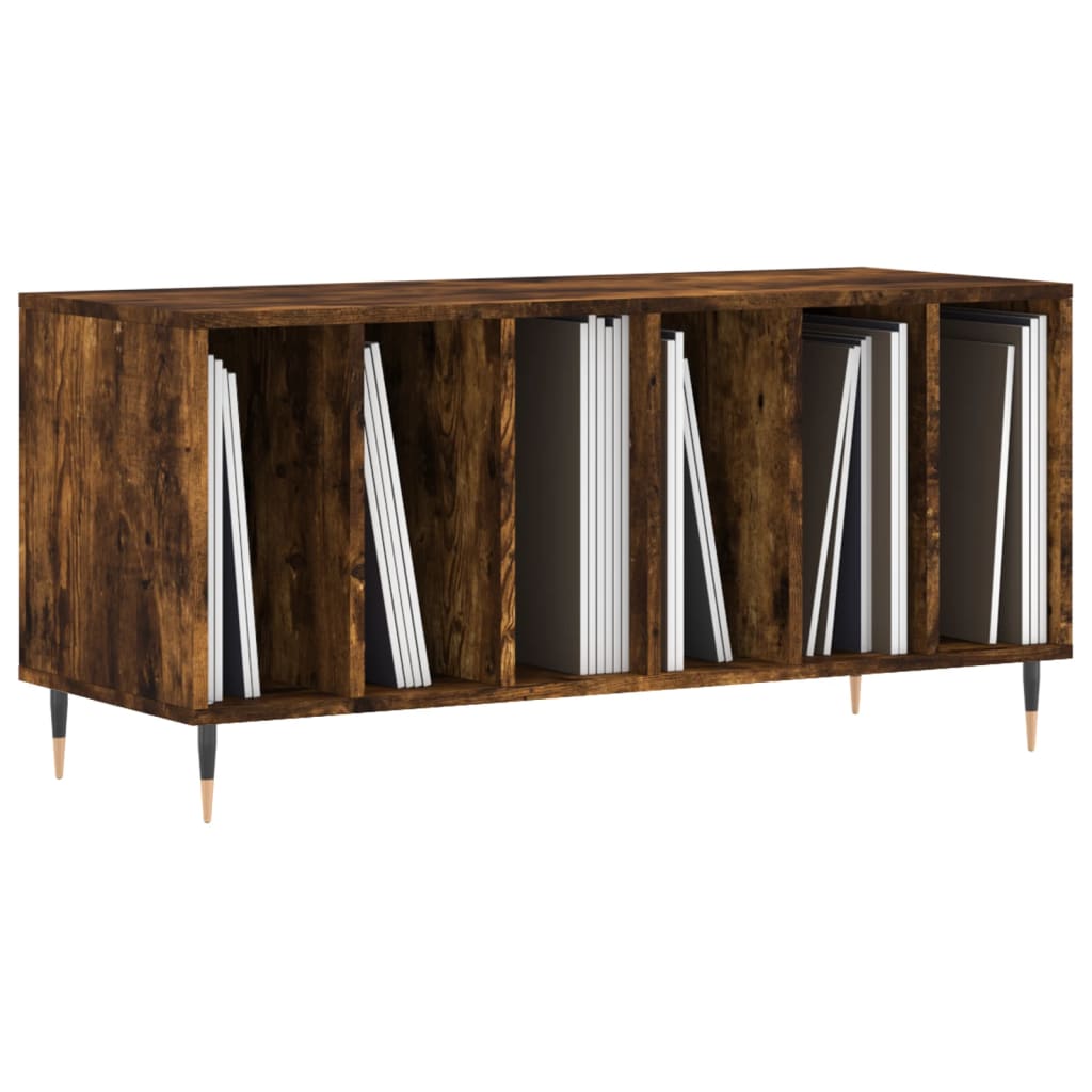 vidaXL Record Cabinet Smoked Oak 100x38x48 cm Engineered Wood