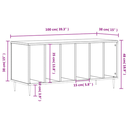 vidaXL Record Cabinet Grey Sonoma 100x38x48 cm Engineered Wood