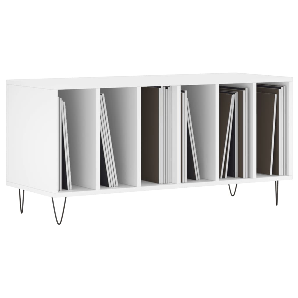 vidaXL Record Cabinet | White | Engineered wood with iron feet | Medium