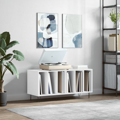 vidaXL Record Cabinet | White | Engineered wood with iron feet | Medium
