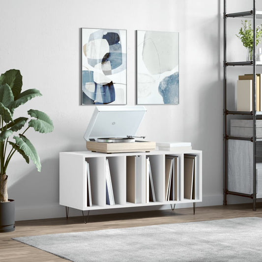 vidaXL Record Cabinet | White | Engineered wood with iron feet | Medium