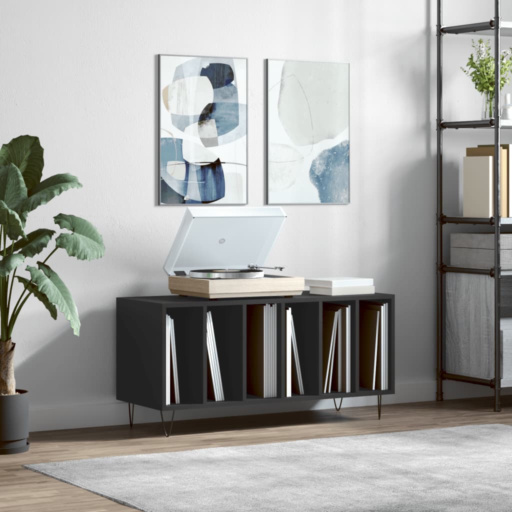 vidaXL Record Cabinet | Black | Engineered wood, Iron | Medium | Modern