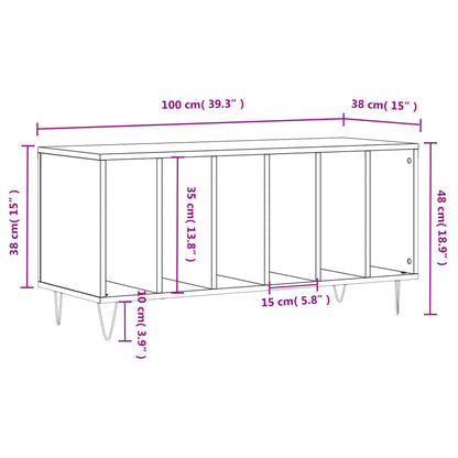 vidaXL Record Cabinet High Gloss White 100x38x48 cm Engineered Wood