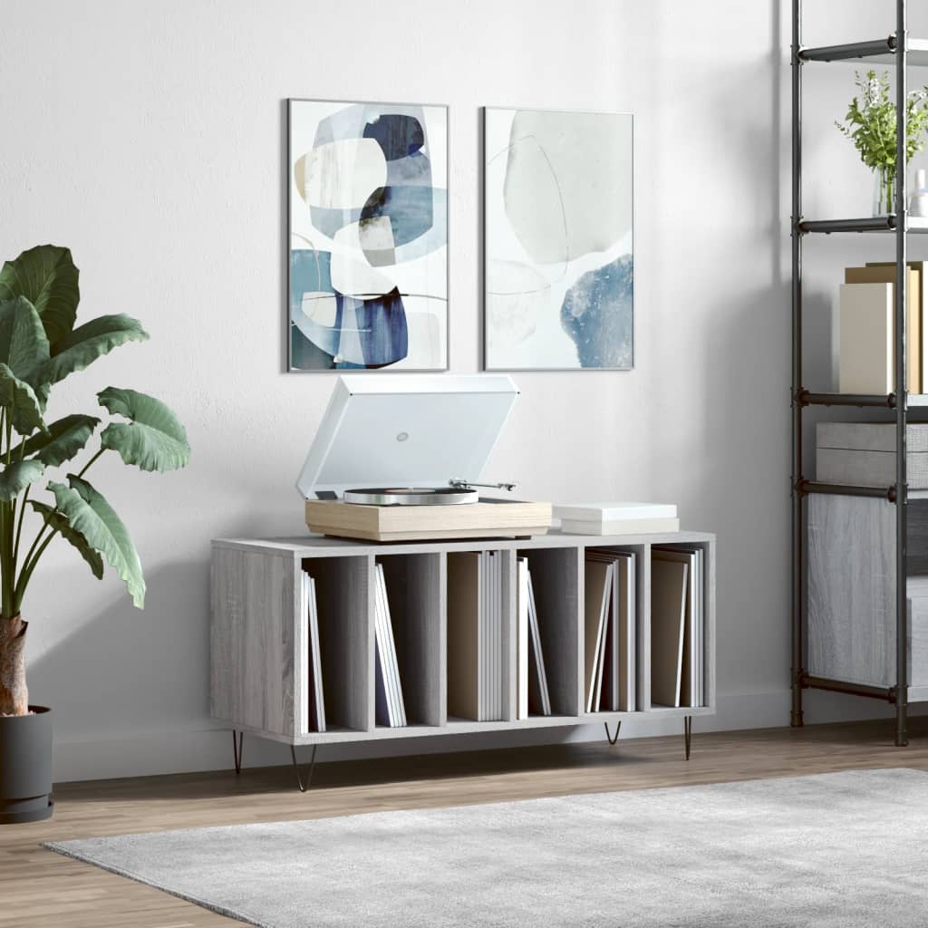 vidaXL Record Cabinet | Grey Sonoma | Engineered wood, Iron
