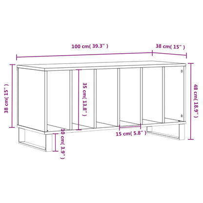 vidaXL Record Cabinet Concrete Grey 100x38x48 cm Engineered Wood