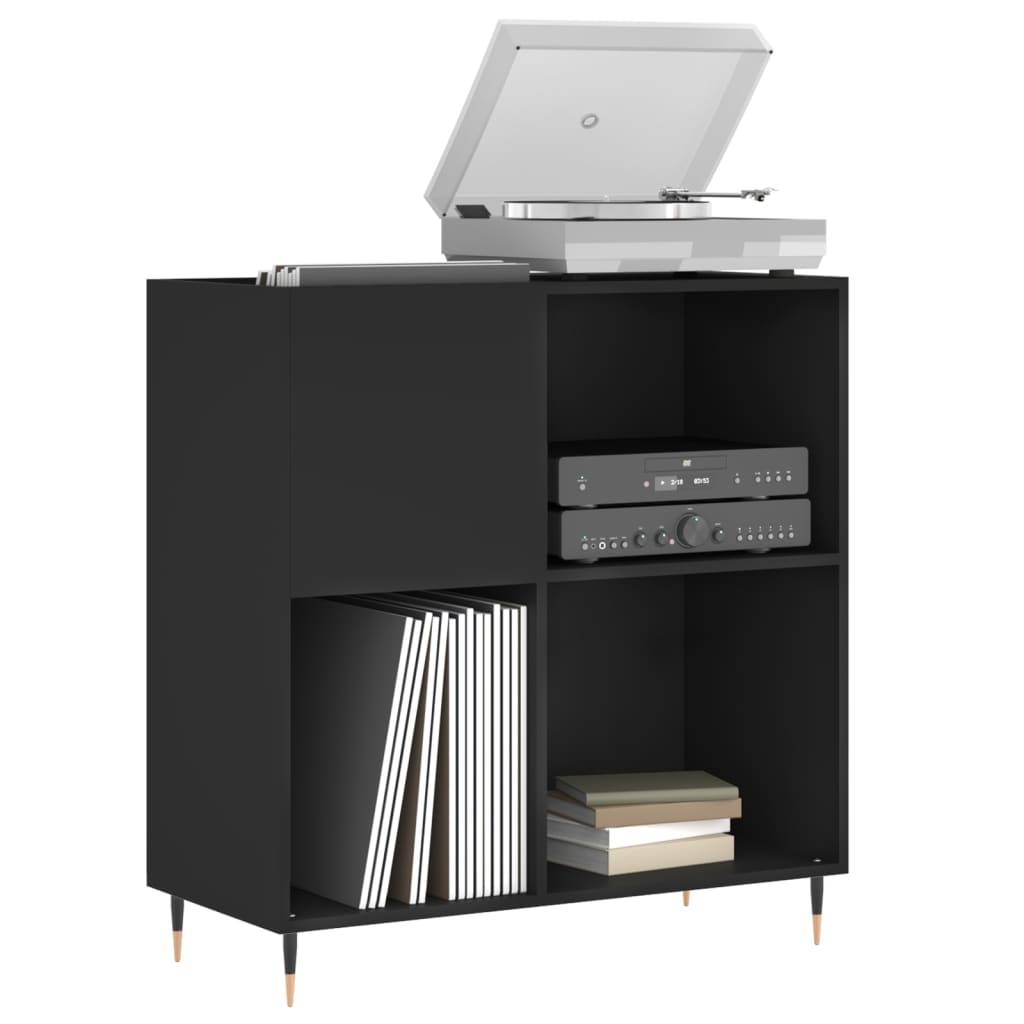 vidaXL Record Cabinet | Black | Engineered Wood | 84.5 x 38 x 89 cm | Modern