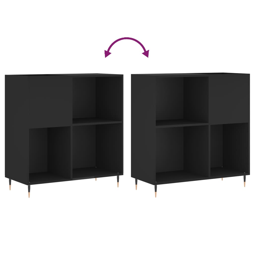 vidaXL Record Cabinet | Black | Engineered Wood | 84.5 x 38 x 89 cm | Modern