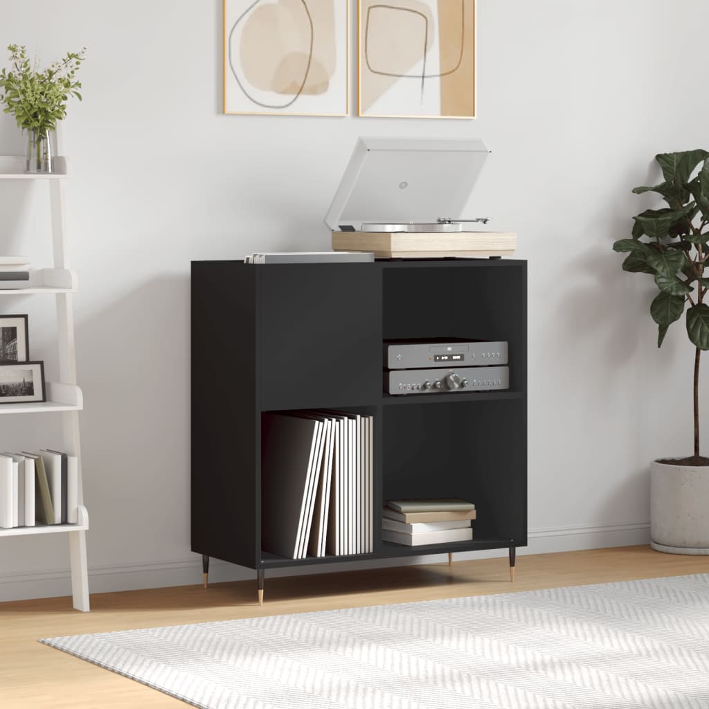 vidaXL Record Cabinet | Black | Engineered Wood | 84.5 x 38 x 89 cm | Modern