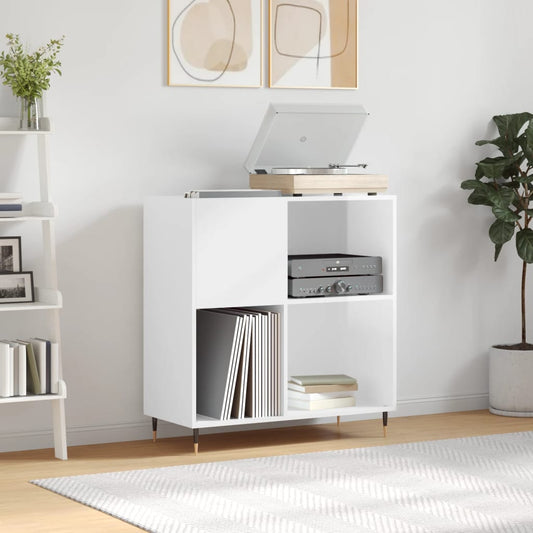 vidaXL Record Cabinet High Gloss White 84.5x38x89 cm Engineered Wood