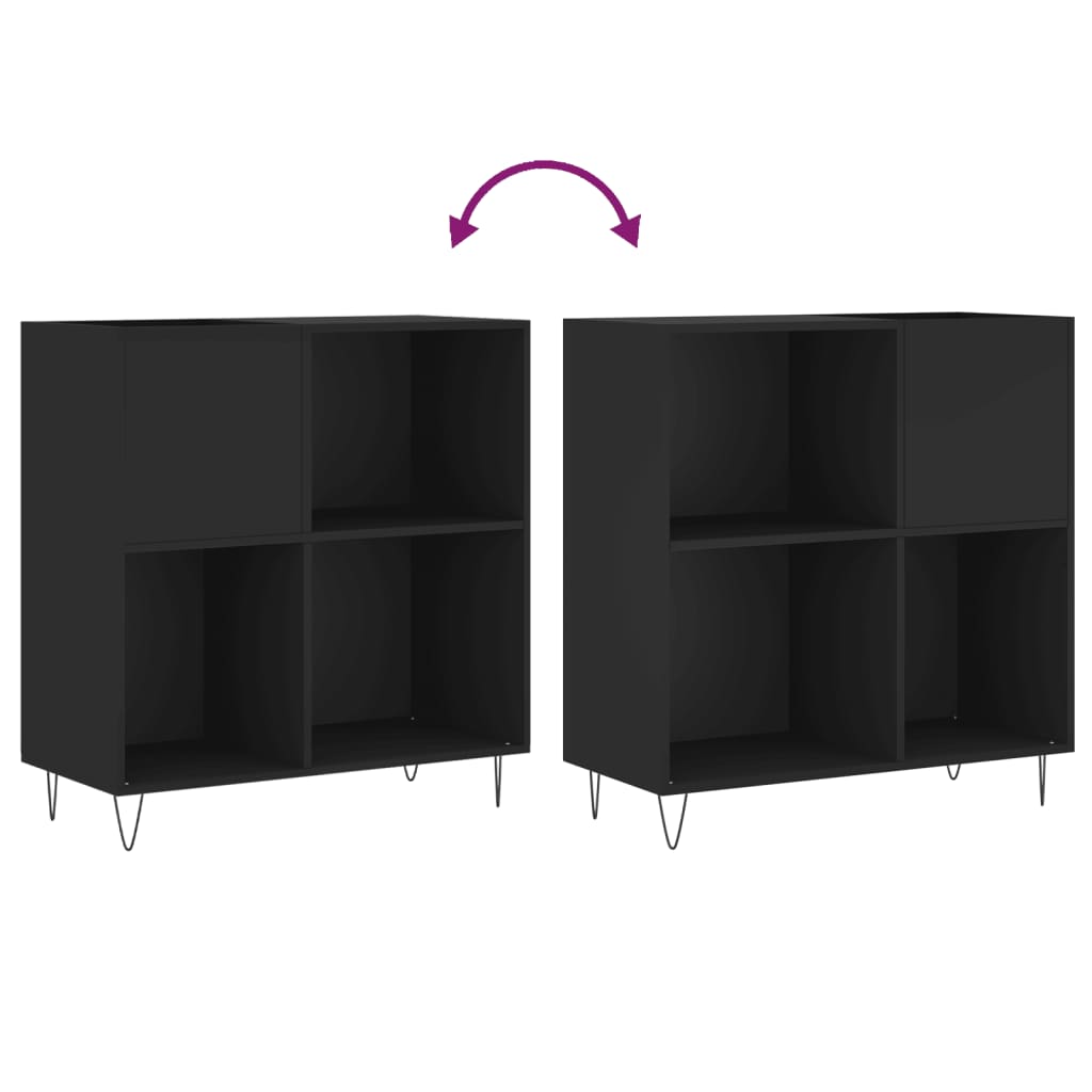 vidaXL Record Cabinet | Black | Engineered wood, Iron | 84.5x38x89 cm
