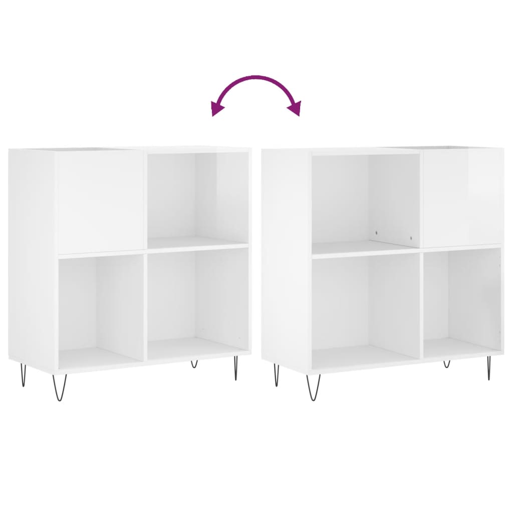 vidaXL Record Cabinet High Gloss White 84.5x38x89 cm Engineered Wood