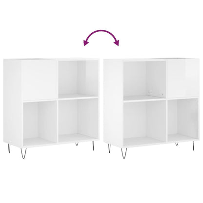 vidaXL Record Cabinet High Gloss White 84.5x38x89 cm Engineered Wood