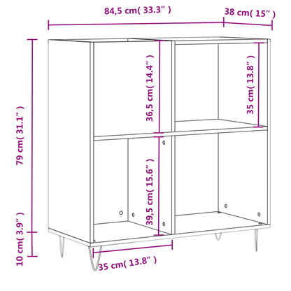 vidaXL Record Cabinet High Gloss White 84.5x38x89 cm Engineered Wood