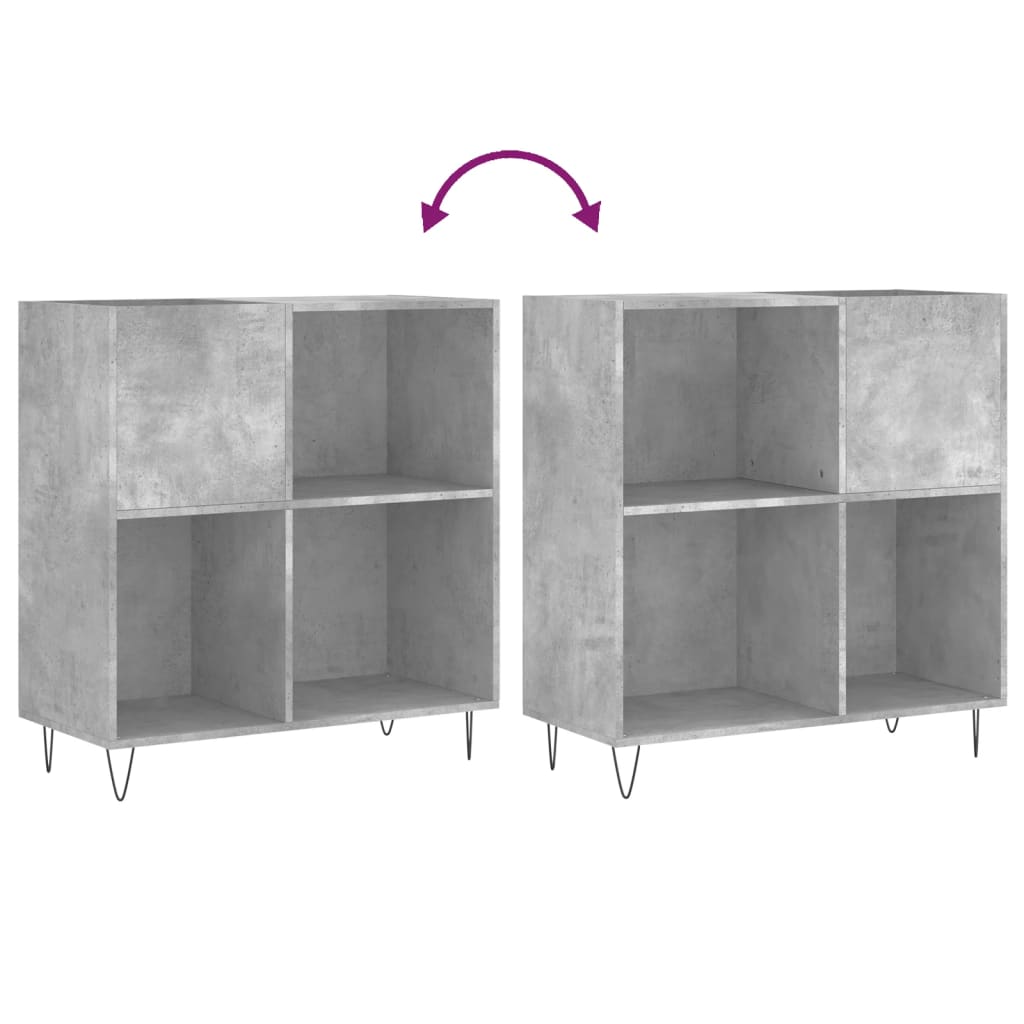 vidaXL Record Cabinet Concrete Grey 84.5x38x89 cm Engineered Wood