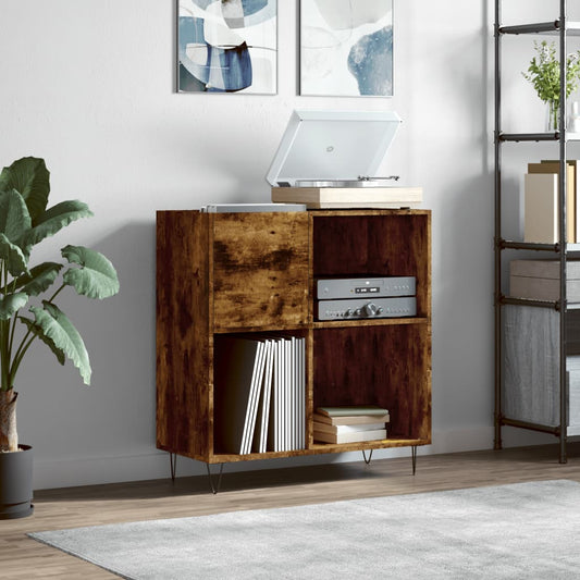 vidaXL Record Cabinet Smoked Oak 84.5x38x89 cm Engineered Wood