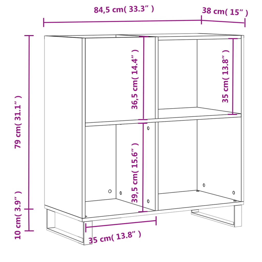 vidaXL Record Cabinet Sonoma Oak 84,5x38x89 cm Engineered Wood