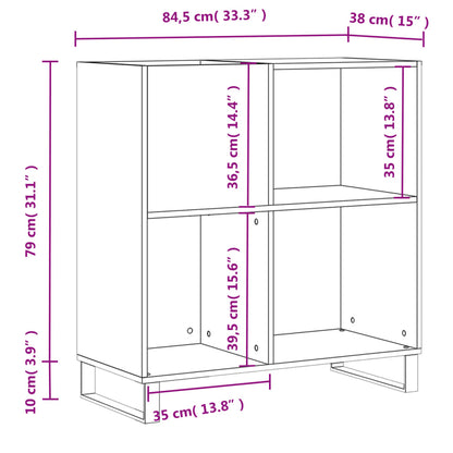 vidaXL Record Cabinet Sonoma Oak 84,5x38x89 cm Engineered Wood