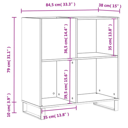 vidaXL Record Cabinet Concrete Grey 84.5x38x89 cm Engineered Wood