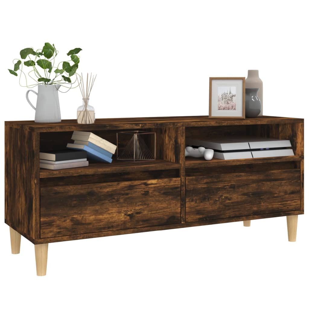 vidaXL TV Cabinet Smoked Oak 100x34.5x44.5 cm Engineered Wood