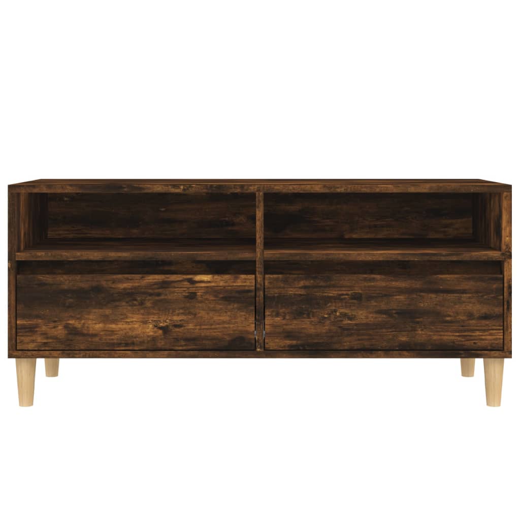 vidaXL TV Cabinet Smoked Oak 100x34.5x44.5 cm Engineered Wood