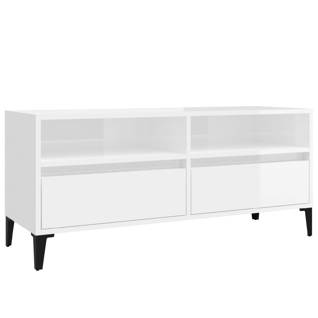 vidaXL TV Cabinet High Gloss White 100x34,5x44,5 cm Engineered Wood