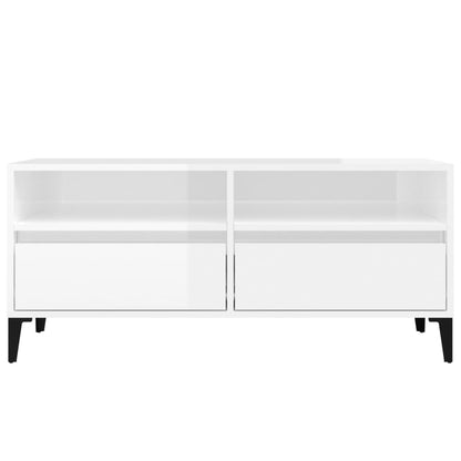 vidaXL TV Cabinet High Gloss White 100x34,5x44,5 cm Engineered Wood