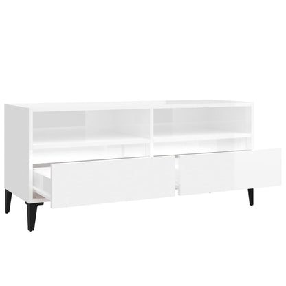 vidaXL TV Cabinet High Gloss White 100x34,5x44,5 cm Engineered Wood
