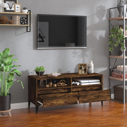 vidaXL TV Cabinet Smoked Oak 100x34.5x44.5 cm Engineered Wood