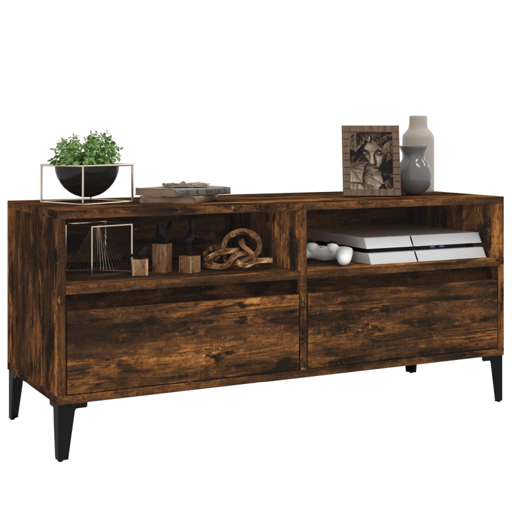 vidaXL TV Cabinet Smoked Oak 100x34.5x44.5 cm Engineered Wood