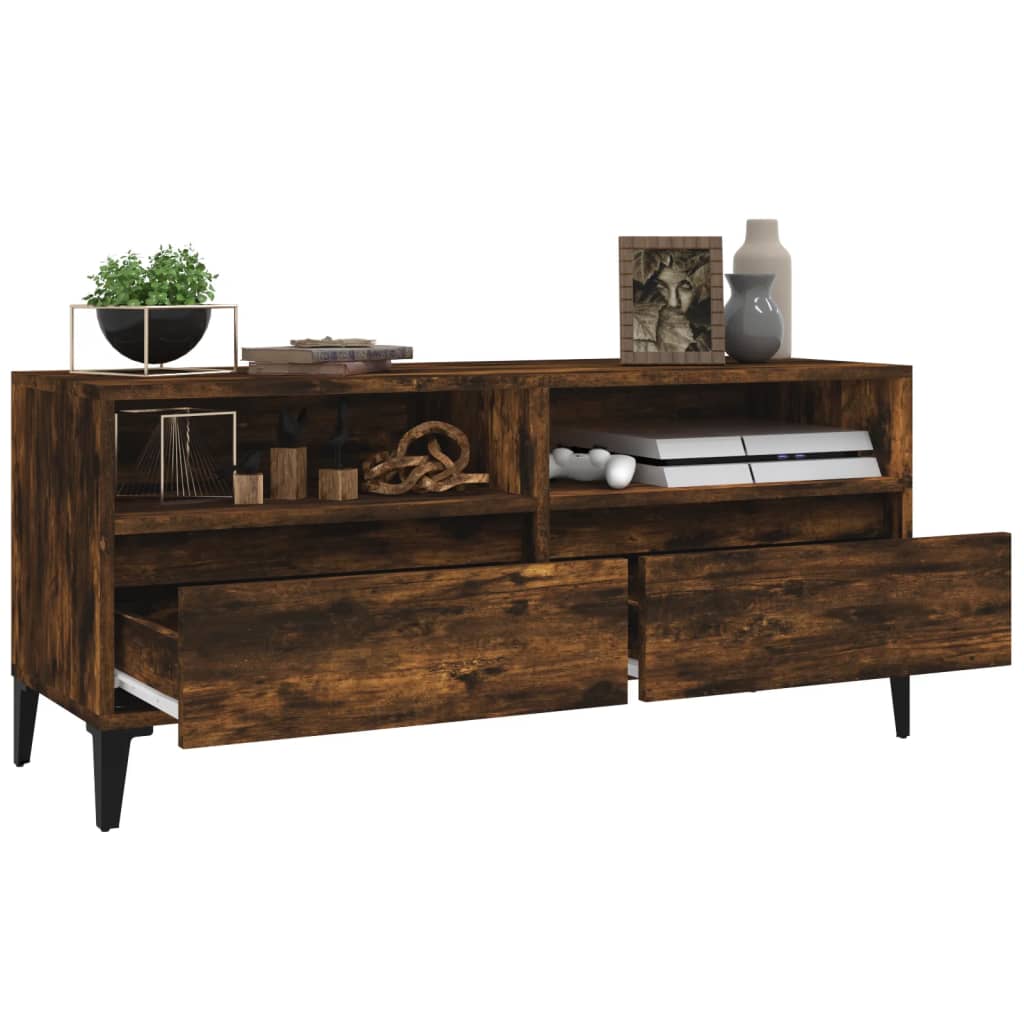 vidaXL TV Cabinet Smoked Oak 100x34.5x44.5 cm Engineered Wood