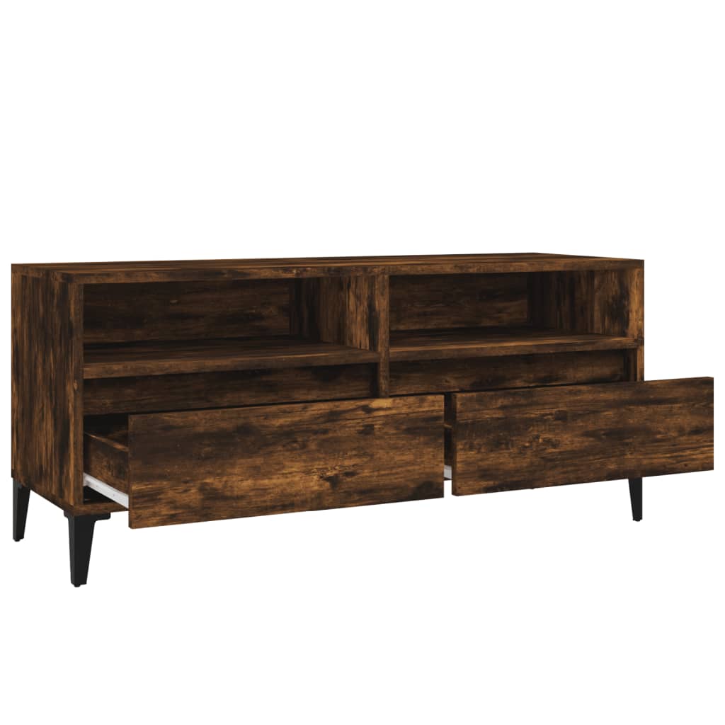 vidaXL TV Cabinet Smoked Oak 100x34.5x44.5 cm Engineered Wood