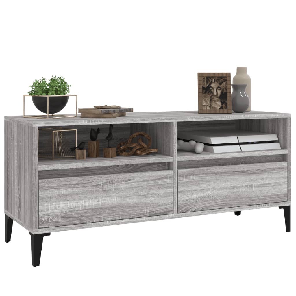 vidaXL TV Cabinet Grey Sonoma 100x34.5x44.5 cm Engineered Wood